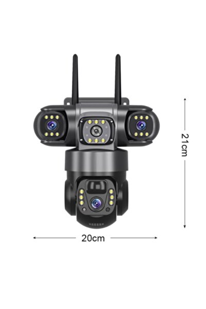 Security Cameră 4G cu 3 lentile și panou solar, rezoluție 6MP, 360 °   Vedere, iluminare LED și energie solară