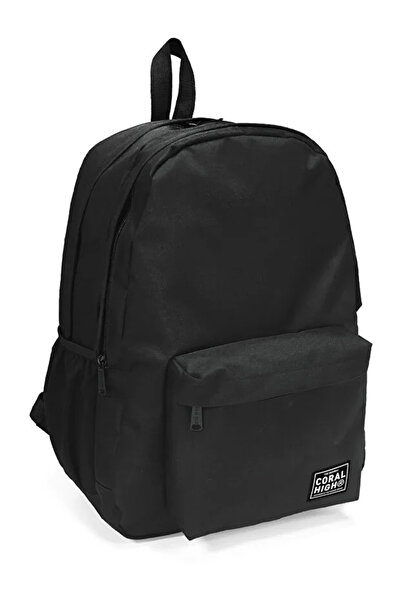 Coral High Black Color 3 Compartment Middle School Backpack, Daily Backpack B...
