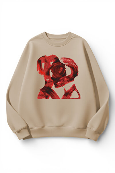 uyguntarz Unisex Soft Textured Two People Passion Printed Design Oversize 3 T...