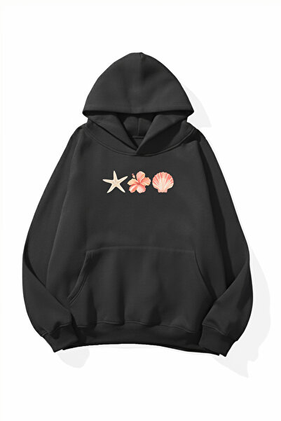uyguntarz Unisex Soft Textured Oyster Printed Design Oversize 3 Thread Hoodie...