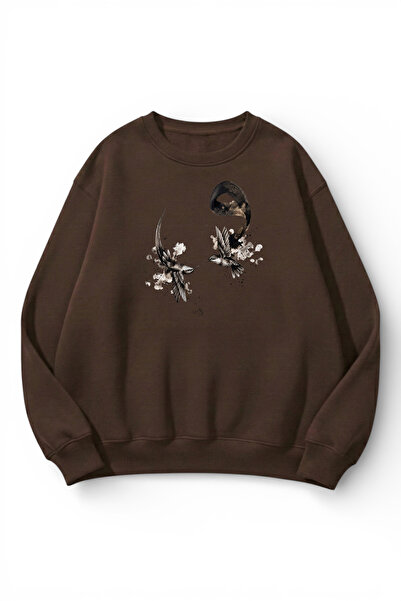 uyguntarz Unisex Soft Textured Sufism Printed Design Oversize 3 Thread Crew N...