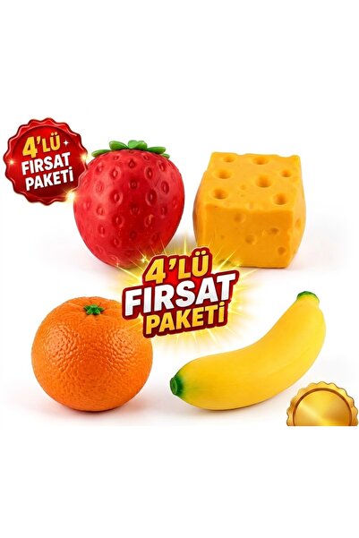 BLACK DİAMOND PLUSH TOY 4’lü ( Çilek + Muz + Peynir + Mandalina ) Squishy Sukuşi