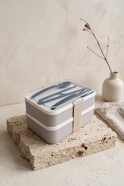Kitchen Life 2 Katlı Sızdırmaz Kaşık Çatallı Lunch Box Beslenme Kabı Saklama ...