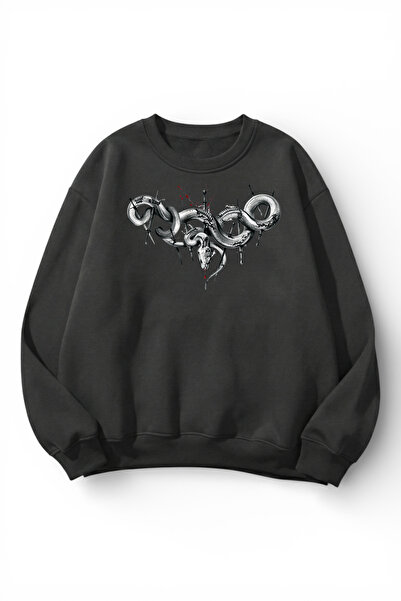 uyguntarz Unisex Soft Textured Snake Tribal Printed Design Oversize 3 Thread ...