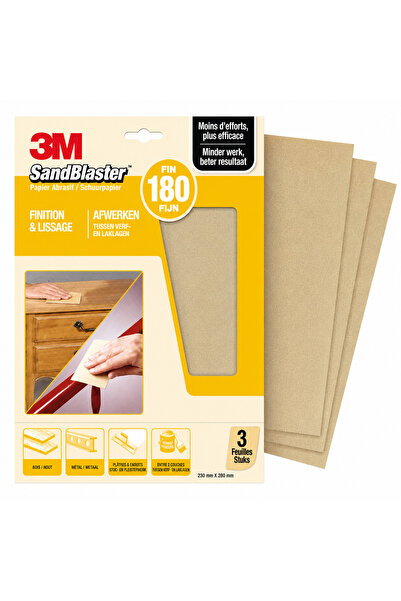 Generic Brand Hârtie abrazivă 3M SandBlaster P180, 3 foi, 230 × 280 mm – Gran...