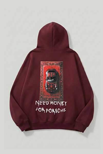 uyguntarz Unisex Soft Textured Need Money Printed Design Oversize 3 Thread Ho...
