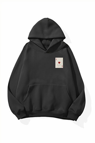 uyguntarz Unisex Soft Textured Luck Heart Ace Printed Design Oversize 3 Threa...