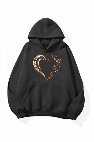 uyguntarz Unisex Soft Textured Leopard and Butterfly Heart Printed Design Ove...