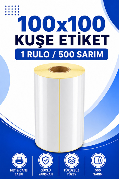 Küresel Etiket Barkod 100X100Mm Artistic Label |   1 Roll |   500 Sarım |   S...
