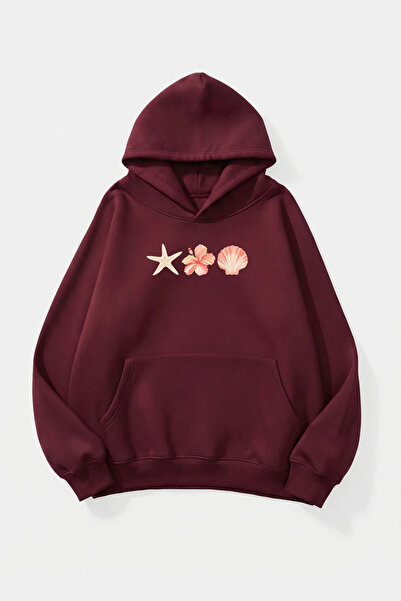 uyguntarz Unisex Soft Textured Oyster Printed Design Oversize 3 Thread Hoodie...