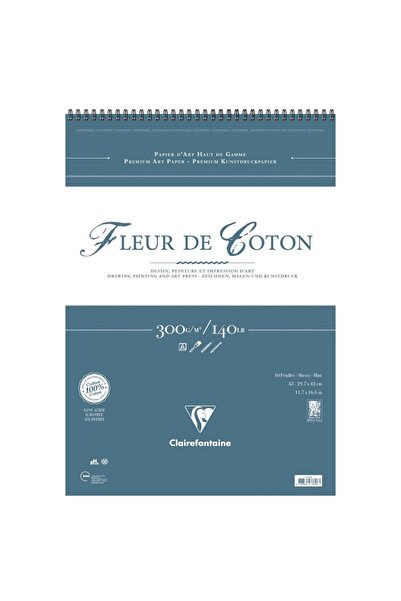 Clairefontaine Fleur De Coton 100% Cotton Spiral Watercolor Notebook 300 Gr A...