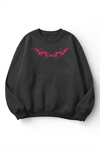 uyguntarz Unisex Soft Textured Tribal Printed Design Oversize 3 Yarn Crew Nec...