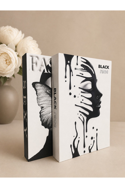 LUMEYA HOME Fashion Kelebek ve Kadın Silüeti Siyah Beyaz Dekoratif Kitap Kutu...