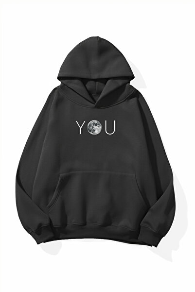 uyguntarz Unisex Soft Textured You Moon Printed Design Oversize 3 Thread Hood...