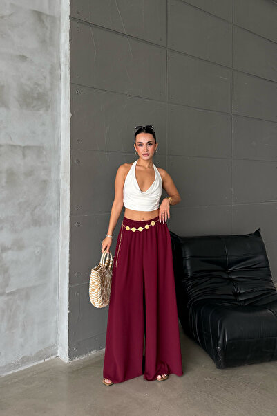 ensade Women's Elastic Waist Woven Wide Leg High Waist Loose Trousers