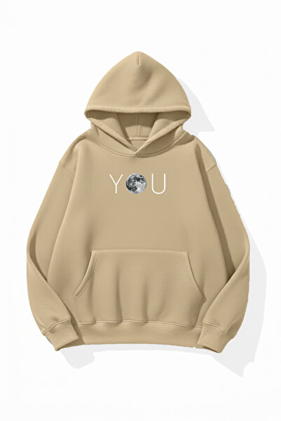 uyguntarz Unisex Soft Textured You Moon Printed Design Oversize 3 Thread Hood...