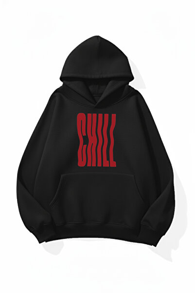 uyguntarz Unisex Soft Textured Chill Printed Design Oversize 3 Thread Hoodie ...
