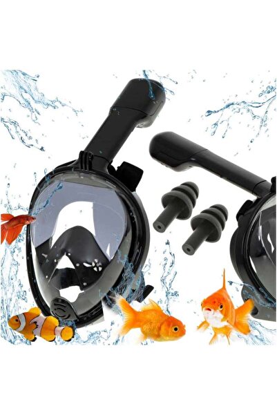 kik Mască de snorkeling pliabilă completă, neagră, L/XL