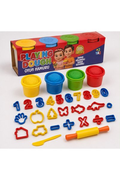 FIRE KING PANDA 26-piece plastic play dough mold set
