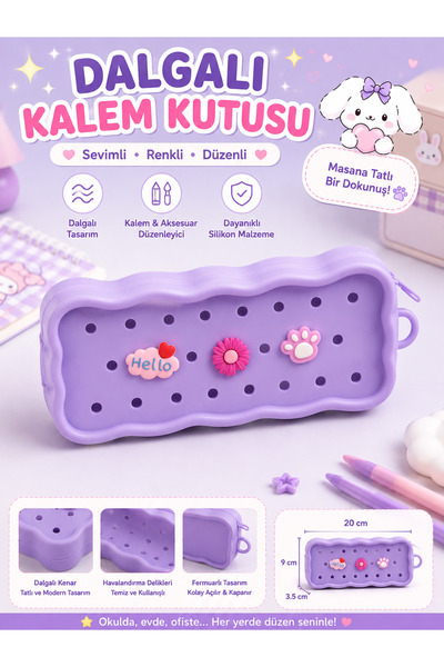 synshop Kawaii Purple Pencil Case – Large Capacity Zippered Organizer Pen Hol...