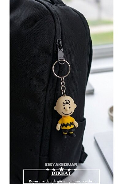 Esey Dizayn Charlie Brown Snoopy 3D MİNİ BOY Anahtarlık- Okul Çantası Süsü - ...