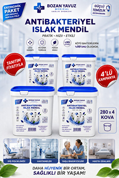 Bozan Yavuz Medical Sağlık Ürünleri 280x4 ıslak mendil 1120 yaprak ekonomik h...