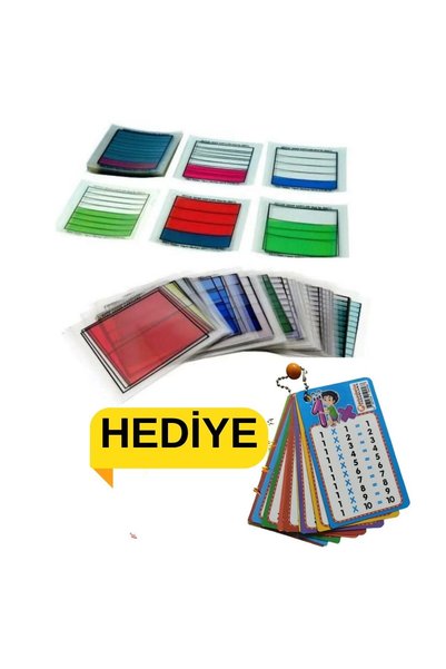 Esmay Şeffaf Kesir Kartı 69 Parça (10x10) + Hediye Çarpım Tablosu Kartı-HEDİY...