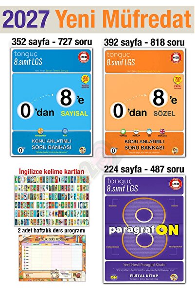 Tonguç Yayınları 8. Sınıf 2027 0'dan 8'e Tüm Dersler Konu Anlatımlı Paragrafo...