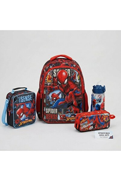 SPIDERMAN Premium Licensed School Bag Set: Primary School Bag + Lunchbox + Pe...