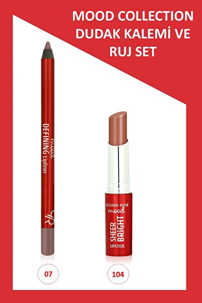 Golden Rose Mood Defining Dudak Kalemi No:07 & Sheer Bright Ruj No:104 İkili Set