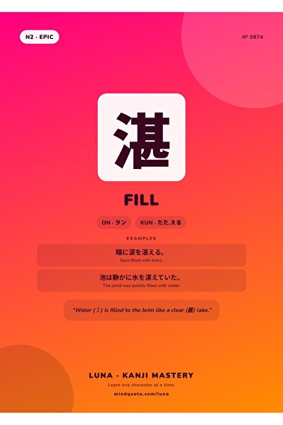 OEM Poster Infografic Kanji 湛 plin, Scriere Japoneza si Semnificatie, Carton ...
