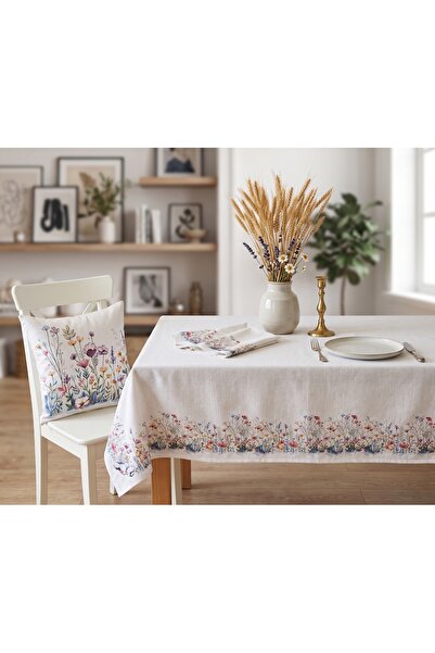 GMhome Roselle Premium Κεντητό Τραπεζομάντιλο με Αγριολούλουδα - Ανοιξιάτικο ...