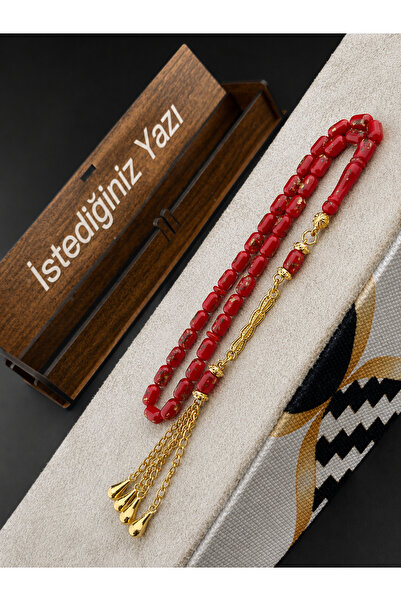 Tesbih Store Bilek Boy Kapsül Kesim Altın Varaklı Uçak Camı Tesbih Kişiye Öze...