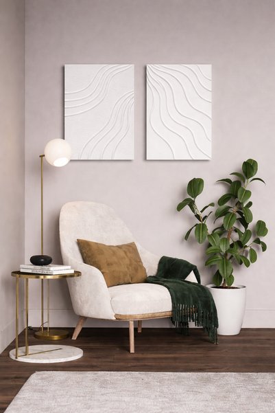 LINETTA STUDIO Soyut 2 Parça Dokulu El Yapımı Dekoratif Kanvas Pinterest Tablo