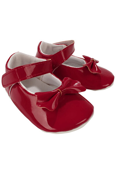 bebegen Baby Girl Red Bowknot Patent Leather Ballerina Shoes