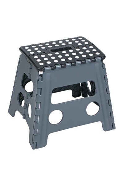 ELITECOMMERCEMARKET Taburet din Plastic Pliabil Gri Negru 29x22x32cm