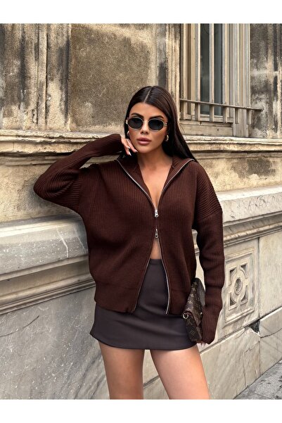 Cistern İstanbul Cardigan de damă cu fermoar dublu