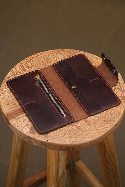 Semender Leather Goods Hakiki Deri Telefon Cepli Dikey Unisex Cüzdan El Yapım...