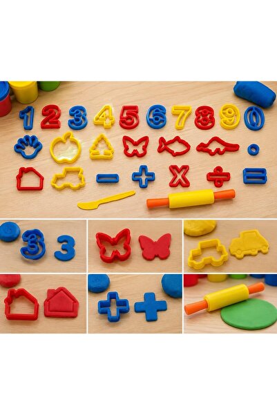 FIRE KING PANDA 26-piece plastic play dough mold set