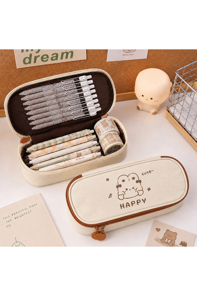 synshop Kawaii Happy Rabbit Κασετίνα από καμβά με πολλαπλές θήκες – Θήκη στυλ...