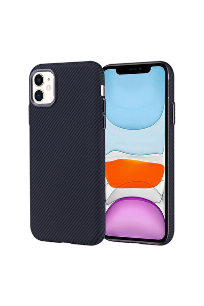 iPhone 11 Kılıf Ultra İnce Magsafe Karbon Fiber Görünümlü İnce Hafif Wolf Dizayn