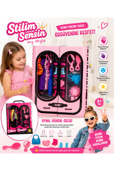 papey Stilim Sensin Pembe Gardolap -Anlily Elbise Dolabı