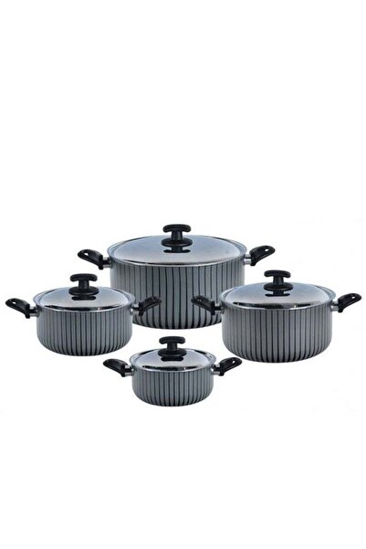 Trust 8-Piece Aluminum Cookware Set With Stainless Steel Lid & Bakelite Handl...
