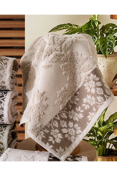 Hazangülü Buldan Production Dowry Luxury Jacquard Aria 4-Piece Hand/Face Towel I 50X90