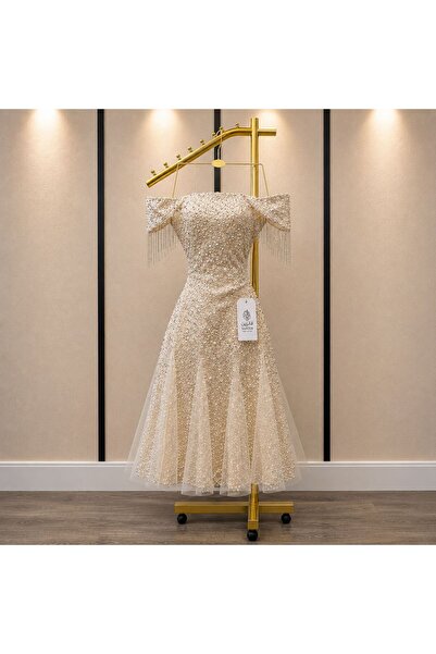 GORI FASHION Luxury Sequin Midi Evening Dress