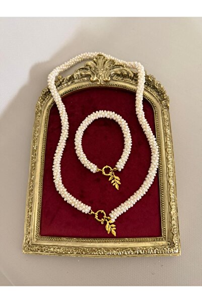 MİRVARİ İNCİ Sarmaşık inci kolye bileklik set - 2mm inci
