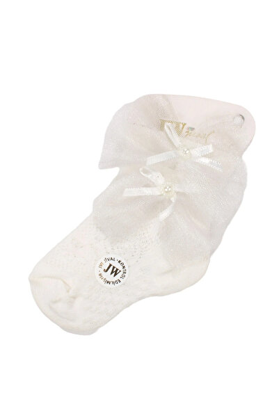 bebegen Baby Girl Ecru Tulle Beaded Socks 0-6 Months