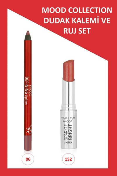 Golden Rose Mood Defining Dudak Kalemi No:06 & Sparkle Bright Ruj No:152 İkil...