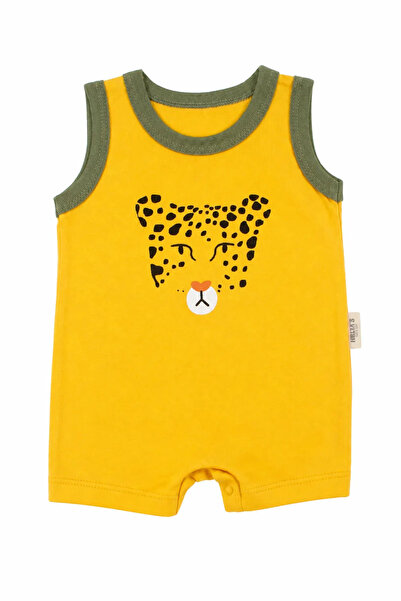 bebegen Baby Boy Yellow Green Piping Leopard Printed Jumpsuit