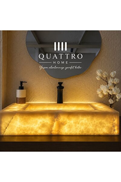 QUATTRO HOME Onyxia Lüks Oniks Lavabo 80x45x15 cm